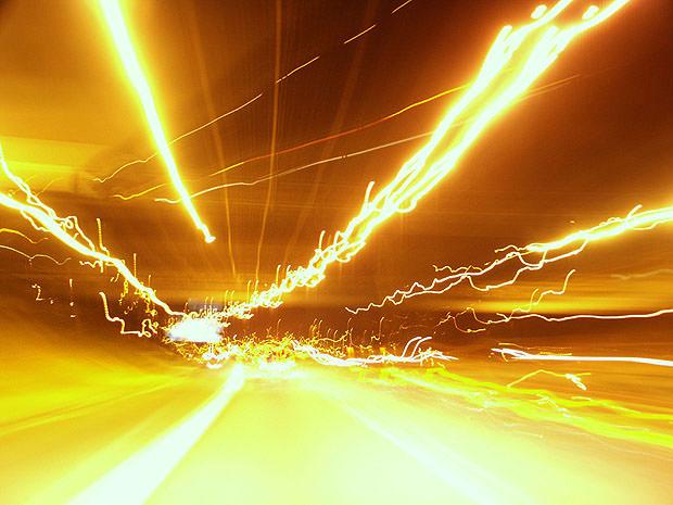 Abstract yellow car light trails
