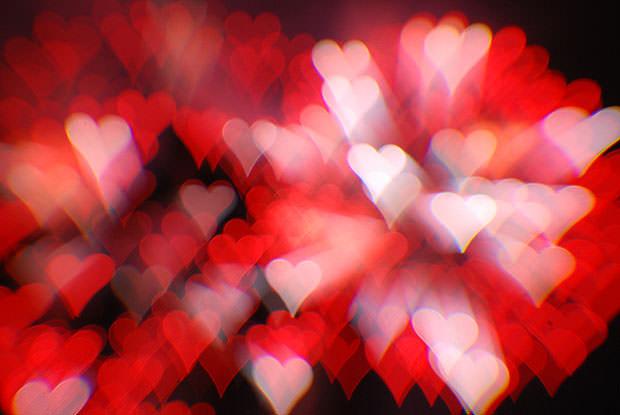 Red and white heart shaped lights
