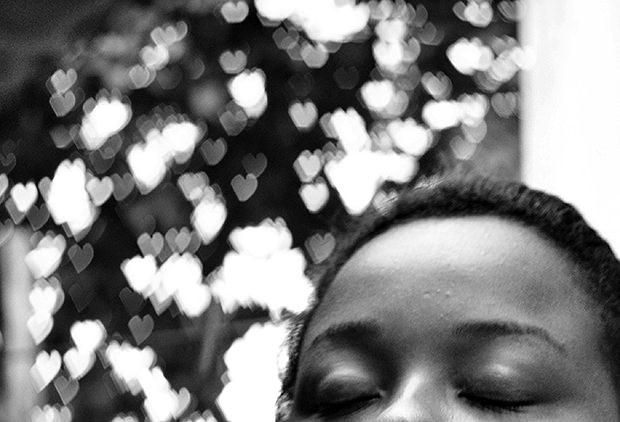 Black andwhite heart bokeh