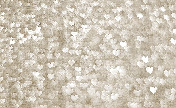 White heart bokeh on white background