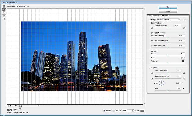The Lens Correction tool