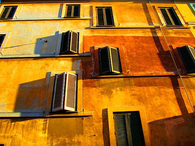 Sunlit wall in Rome