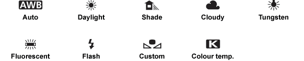 Typical camera white balance settings